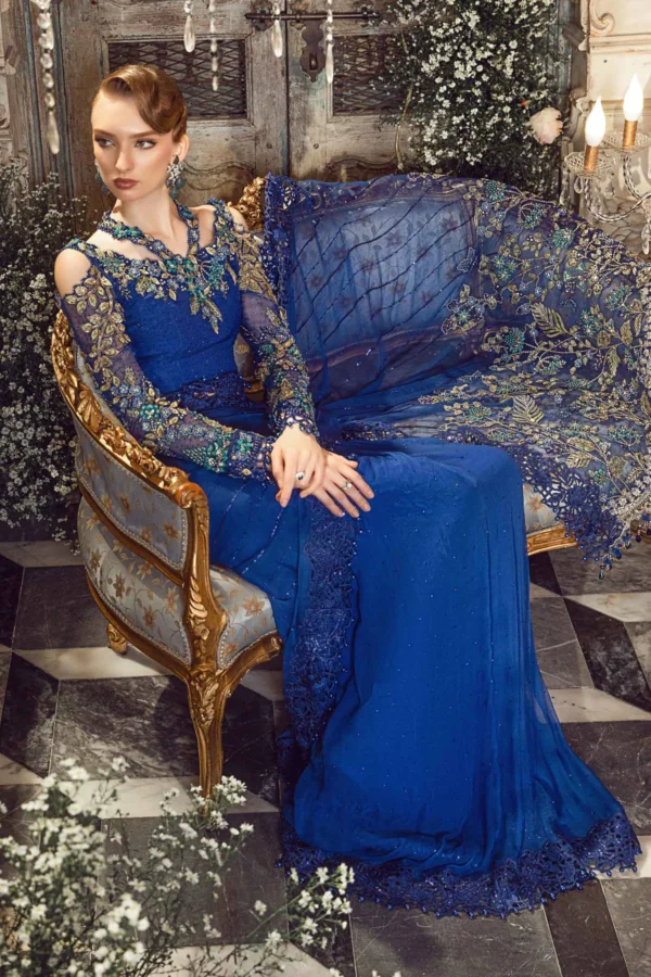 EMBROIDERED COBALT BLUE SAREE | BD 2704 - Image 2