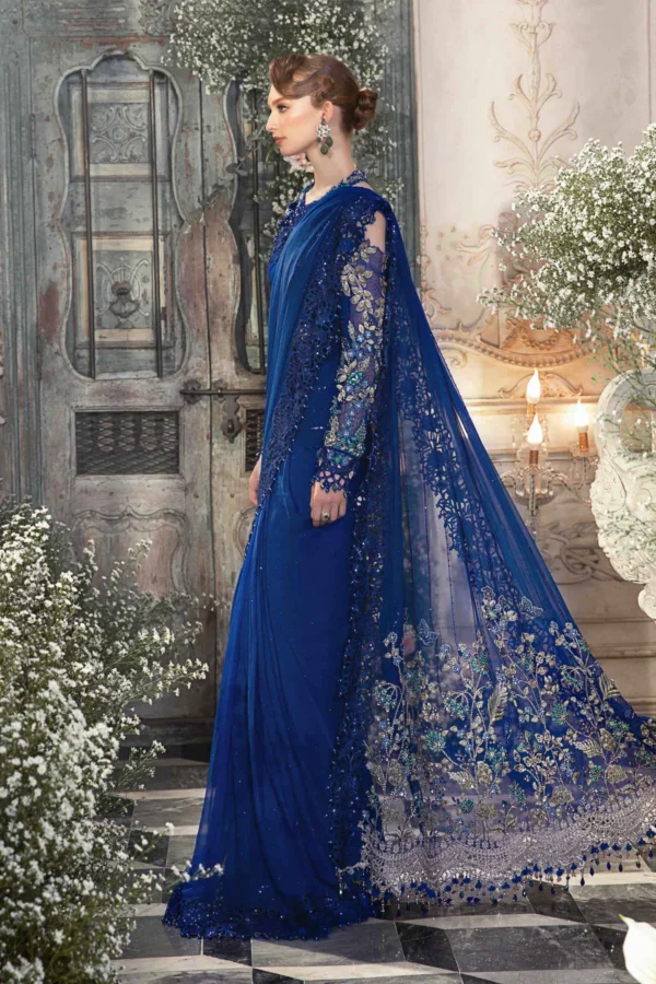 EMBROIDERED COBALT BLUE SAREE | BD 2704 - Image 5