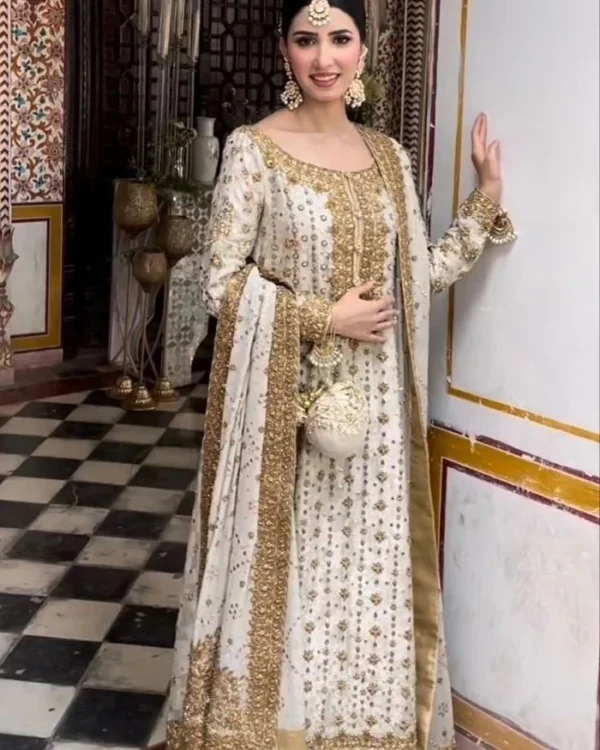 WHITE IVORY DRESS BY HARIS SHAKEEL - Image 2