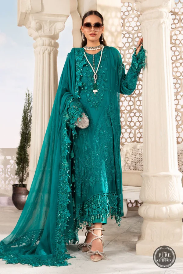 DEEP SEA GREEN CHIFFON SUIT |MPC 22 203