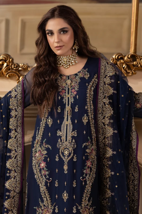 3-PC UNSTITCHED PREMIUM LUXURY HANDWORK CHIFFON WITH PREMIUM EMBROIDERED DUPATTA DJW4-01 - Image 2