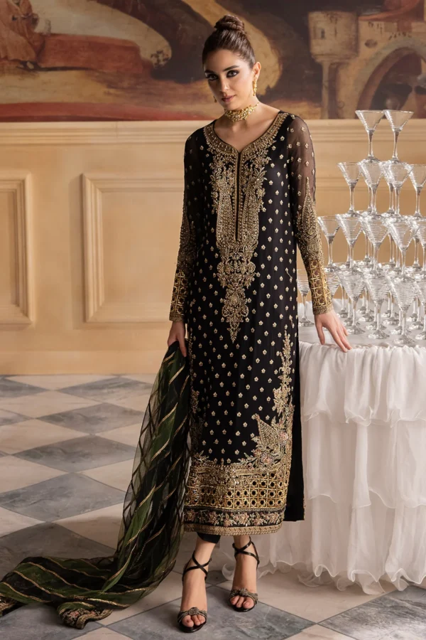 3-PC UNSTITCHED PREMIUM LUXURY HANDWORK CHIFFON WITH PREMIUM EMBROIDERED DUPATTA DJW4-06 - Image 4