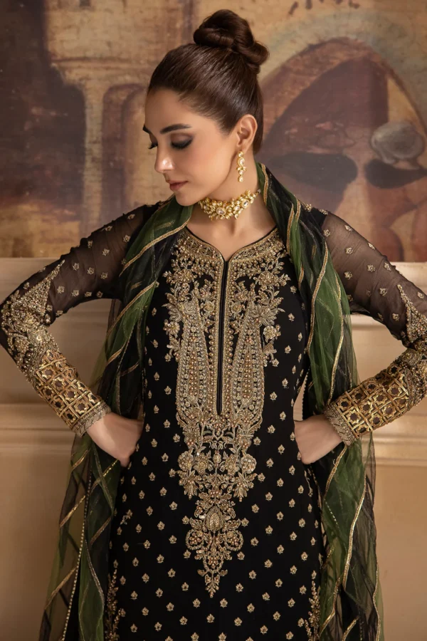 3-PC UNSTITCHED PREMIUM LUXURY HANDWORK CHIFFON WITH PREMIUM EMBROIDERED DUPATTA DJW4-06 - Image 5