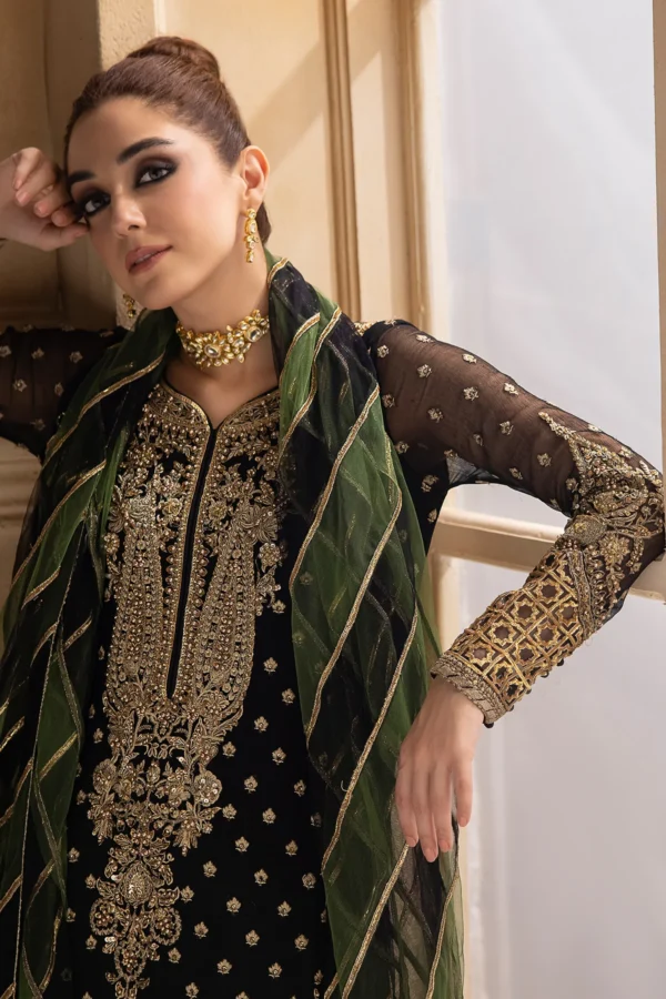 3-PC UNSTITCHED PREMIUM LUXURY HANDWORK CHIFFON WITH PREMIUM EMBROIDERED DUPATTA DJW4-06 - Image 6