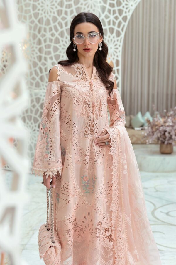 3 PIECE UNSTITCHED EMBROIDERED DOBBY LAWN SUIT-D-2513-A - Image 3