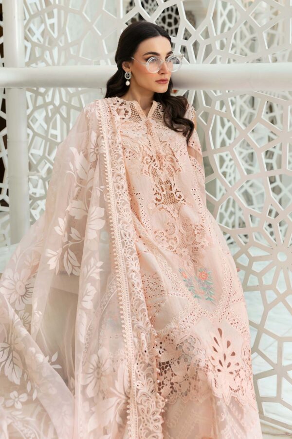 3 PIECE UNSTITCHED EMBROIDERED DOBBY LAWN SUIT-D-2513-A - Image 4