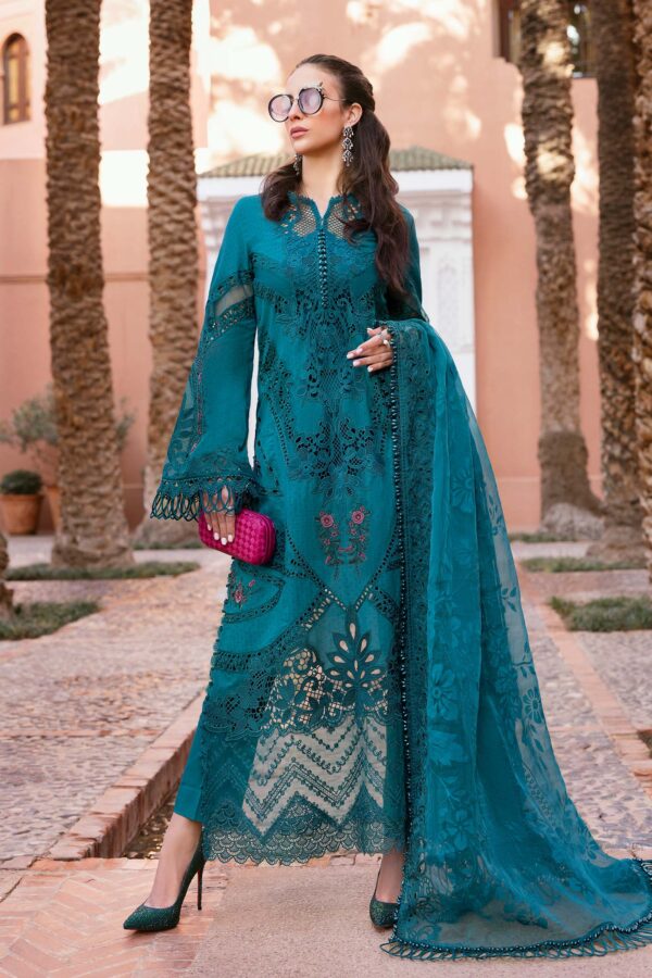 3 PIECE UNSTITCHED EMBROIDERED DOBBY LAWN SUIT-D-2513-B