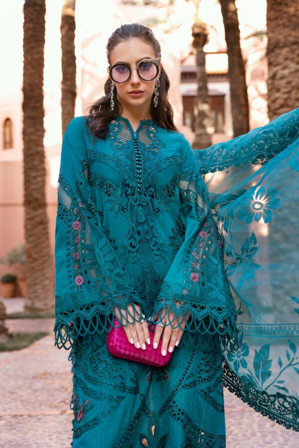 3 PIECE UNSTITCHED EMBROIDERED DOBBY LAWN SUIT-D-2513-B - Image 2