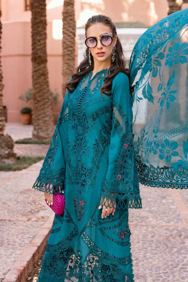 3 PIECE UNSTITCHED EMBROIDERED DOBBY LAWN SUIT-D-2513-B - Image 6