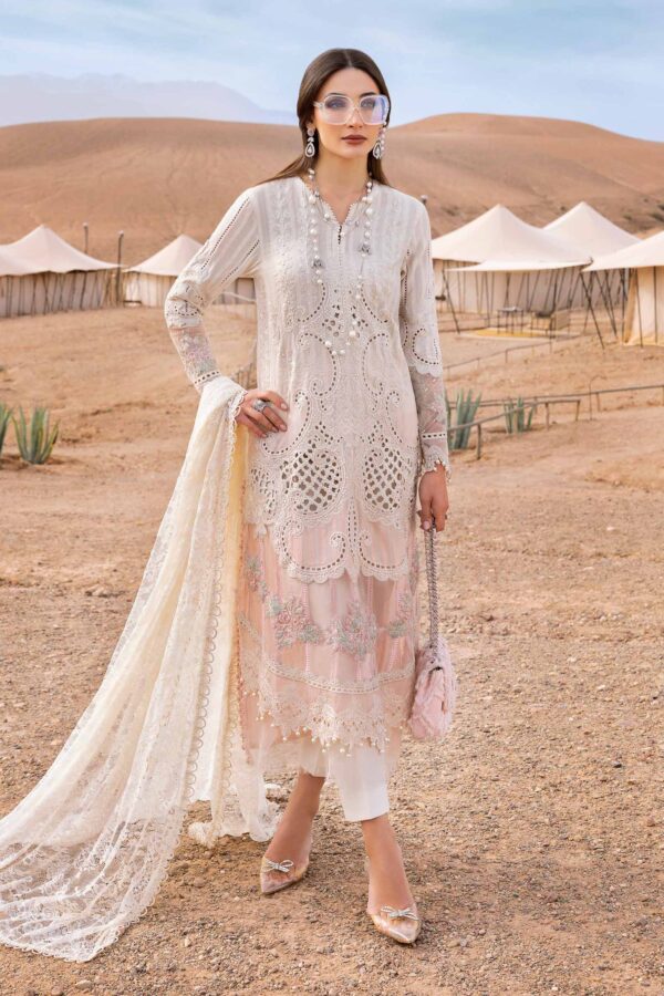 3 PIECE UNSTITCHED EMBROIDERED DOBBY LAWN SUIT-D-2515-A