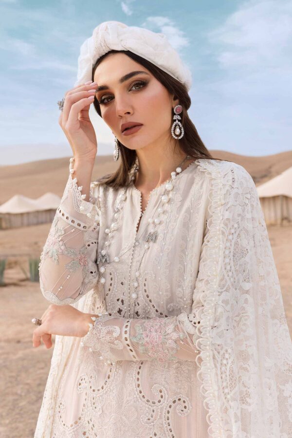 3 PIECE UNSTITCHED EMBROIDERED DOBBY LAWN SUIT-D-2515-A - Image 2