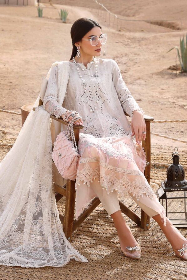 3 PIECE UNSTITCHED EMBROIDERED DOBBY LAWN SUIT-D-2515-A - Image 3
