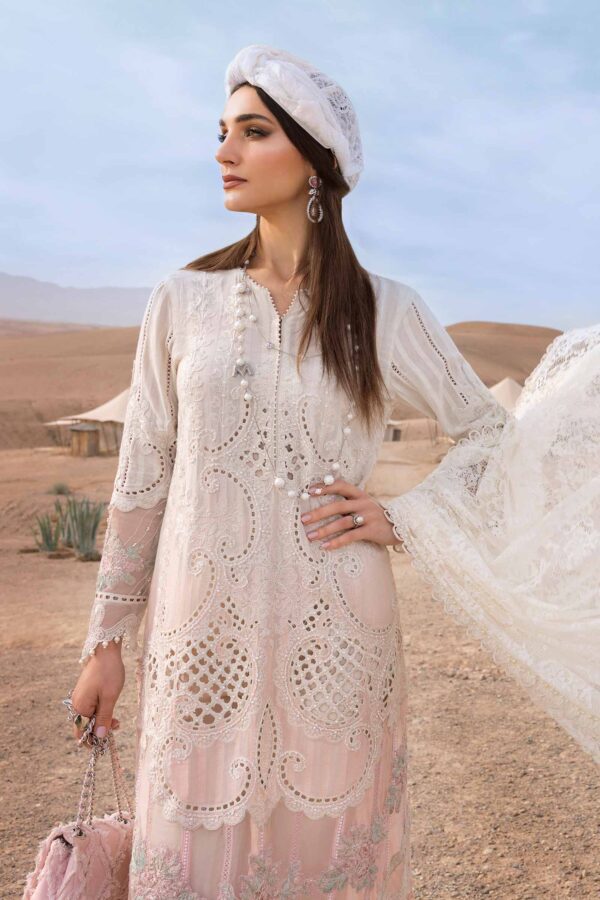 3 PIECE UNSTITCHED EMBROIDERED DOBBY LAWN SUIT-D-2515-A - Image 4