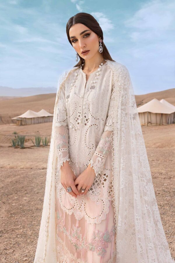 3 PIECE UNSTITCHED EMBROIDERED DOBBY LAWN SUIT-D-2515-A - Image 5
