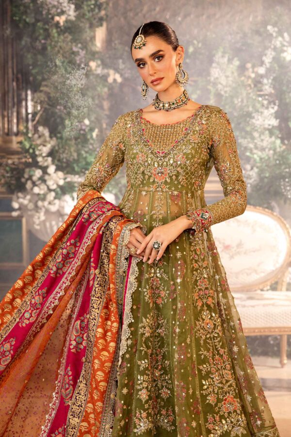 3 PIECE UNSTITCHED EMBROIDERED ORGANZA SUIT-BD-2906 - Image 3