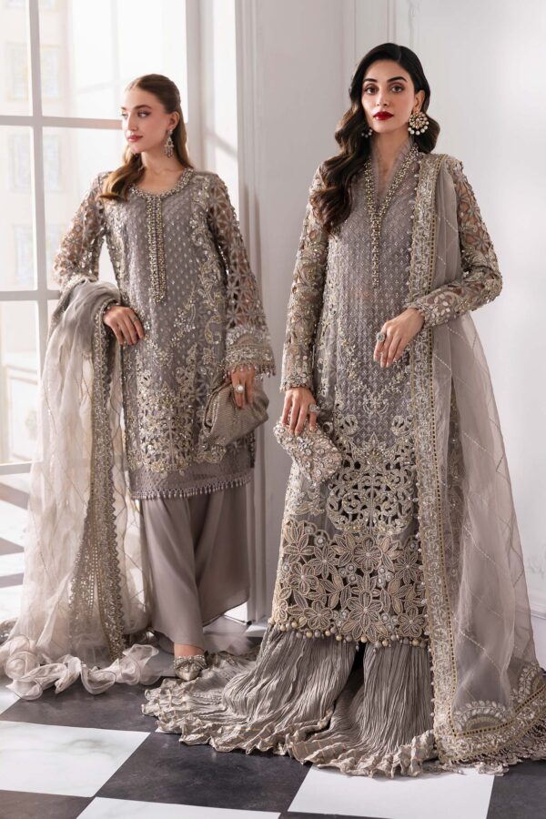 3 PIECE UNSTITCHED EMBROIDERED ORGANZA SUIT BD-3006 - Image 2