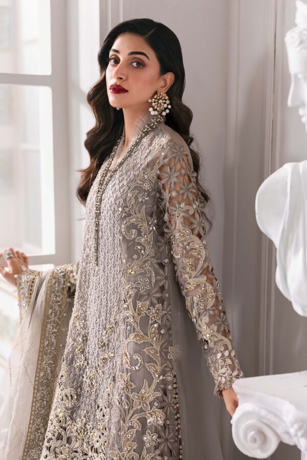 3 PIECE UNSTITCHED EMBROIDERED ORGANZA SUIT BD-3006 - Image 3