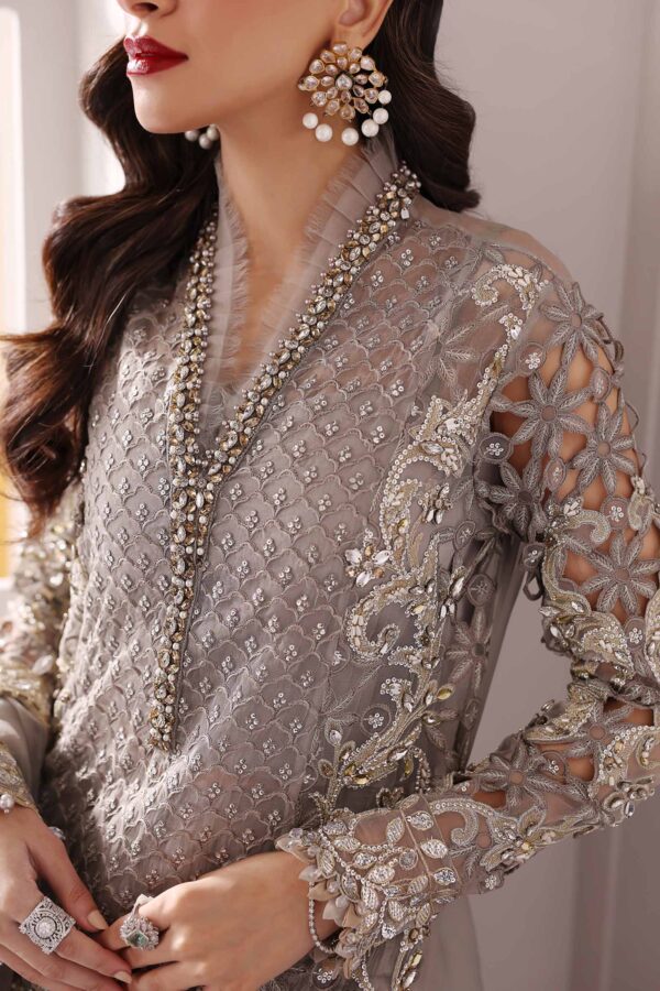 3 PIECE UNSTITCHED EMBROIDERED ORGANZA SUIT BD-3006 - Image 4