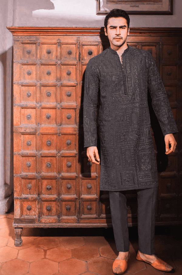 Black Embroidered Kurta Pajama