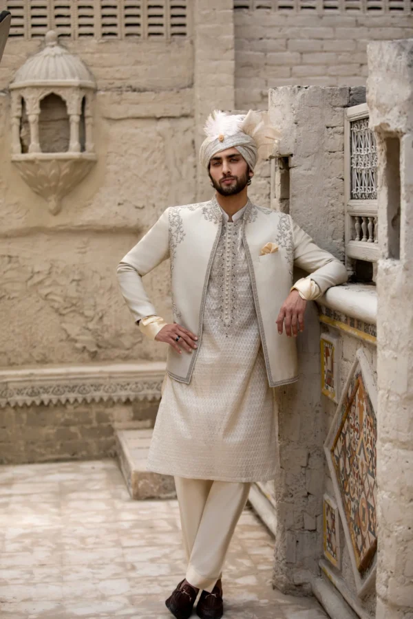 Off-White Lavish Embroidered Prince Coat - Image 2