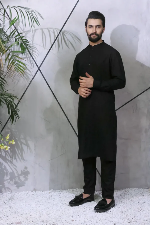 Plain Black Kurta Pajama