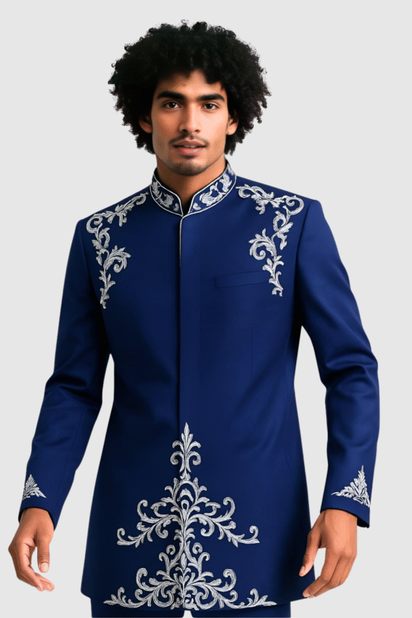 Royal Blue Embroidered Prince Coat